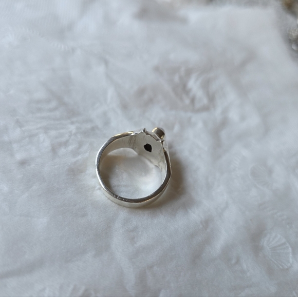 Vintage 925 Cats Eye Moonstone Solitaire Ring with Moonstone Size 8 - Picture 13 of 14